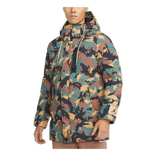 Air Jordan Casual Stay Warm Printing hooded down Jacket Camouflage Green DC9680-333