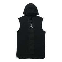 Air Jordan Air Dri-Fit Back Alphabet Printing hooded Vest Black White CW0373-010