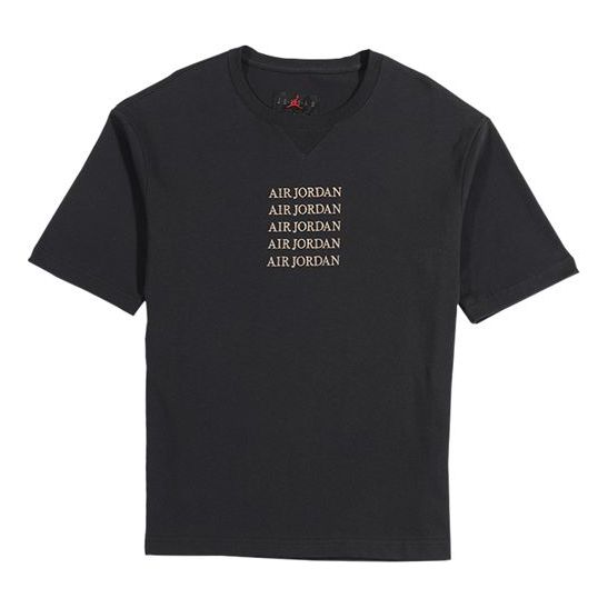 Air Jordan Embroidered Logo Athleisure Casual Sports Round Neck Short Sleeve Black AT8873-010