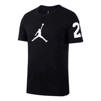 Air Jordan 23 Logo Printing Casual Sports Round Neck Short Sleeve Black AV8452-010