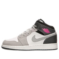 (GS) Air Jordan 1 Mid 'White Grey Hyper Pink' 555112-117