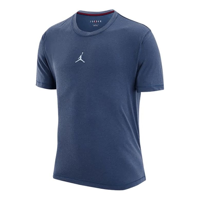 Men's Air Jordan Dri-FIT Solid Color Logo Printing Round Neck Pullover Short Sleeve Blue T-Shirt DH8922-493