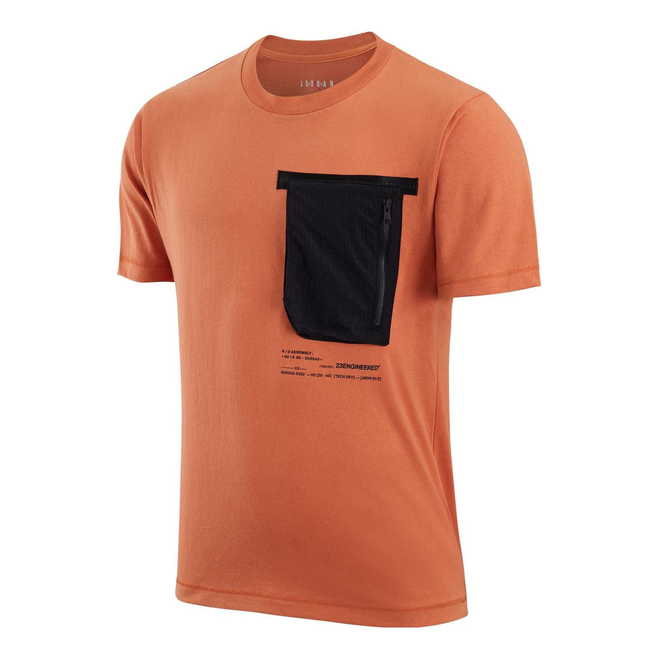 Men's Air Jordan 23 Engineered Contrasting Colors Pocket Round Neck Casual Short Sleeve Orange Black DM1389-872