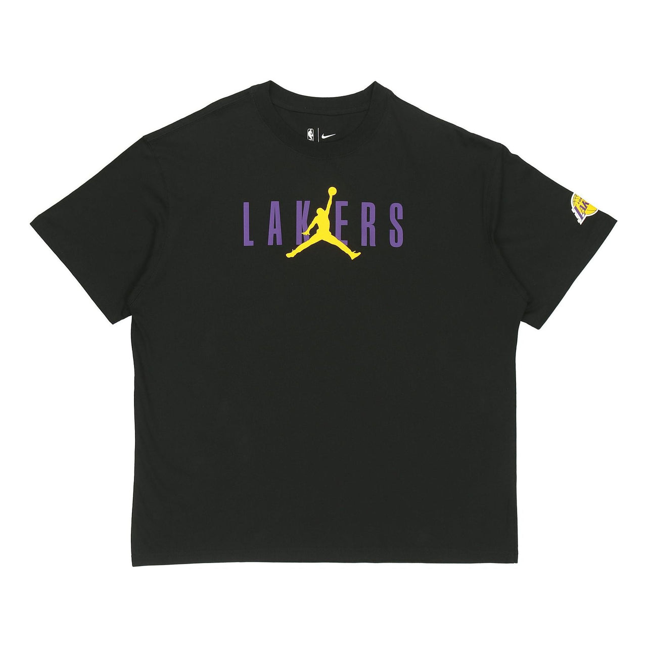 Air Jordan NBA Los Angeles Lakers Alphabet Printing Basketball Sports Round Neck Short Sleeve Black DA6513-010