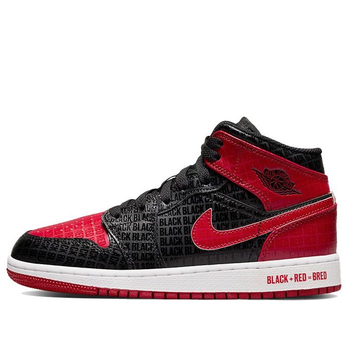 (GS) Air Jordan 1 Mid SS 'Black + Red = Bred' DM9650-001