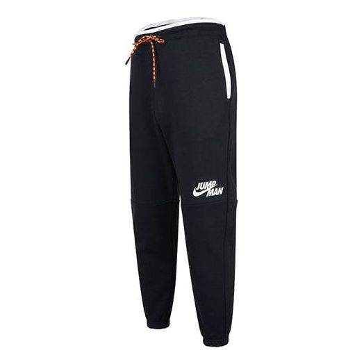 Men's Air Jordan Logo Printing Knit Fleece Lined Stay Warm Bundle Feet Sports Pants/Trousers/Joggers Black DJ0261-010