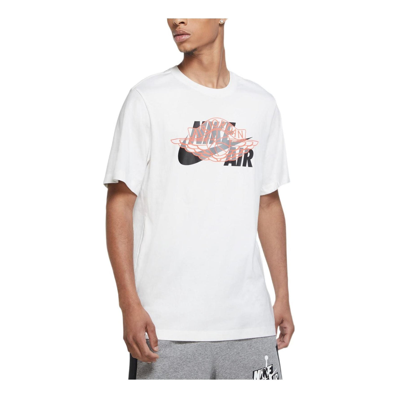 Air Jordan Pattern Printing Round Neck Casual Short Sleeve T-Shirt Men's White DN1445-100