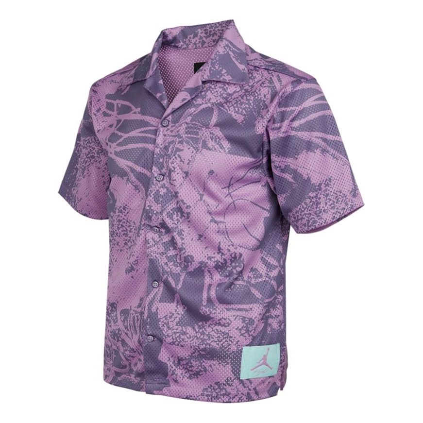 Men's Air Jordan Flight Knit Printing Loose Basketball Short Sleeve Light Purple Shirt CZ4736-591