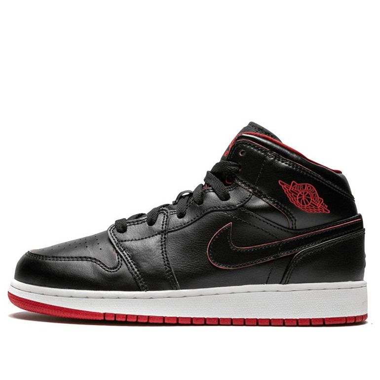 (GS) Air Jordan 1 Retro Mid 'Black White Gym Red' 554725-028