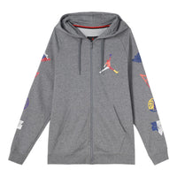 Men's Air Jordan Colorful Logo Zipper Gray Hooded Jacket CJ7880-091