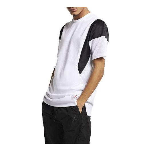 Air Jordan Flight Splicing Contrasting Colors Athleisure Casual Sports Short Sleeve White AO0415-100