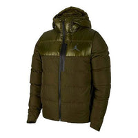 Air Jordan Windproof Stay Warm Casual hooded down Jacket Green 924676-395