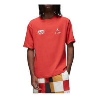 Air Jordan Round Neck Pullover Brand Pattern Alphabet Short Sleeve T-Shirt Men's Clay Red DQ7361-662