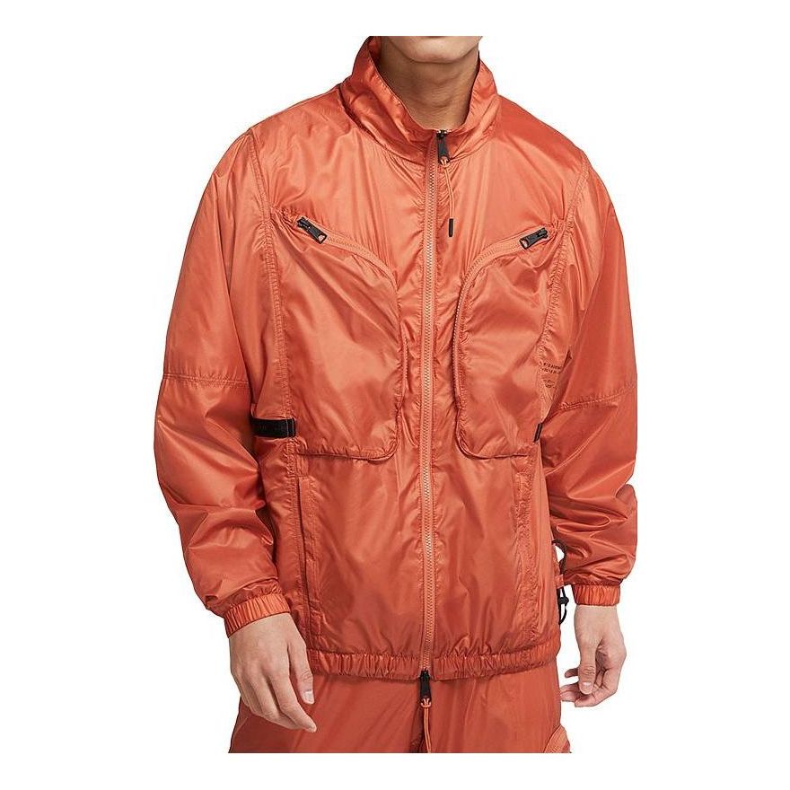 Men's Air Jordan SS22 Solid Color Zipper Stand Collar Jacket Autumn Orange DM1864-872