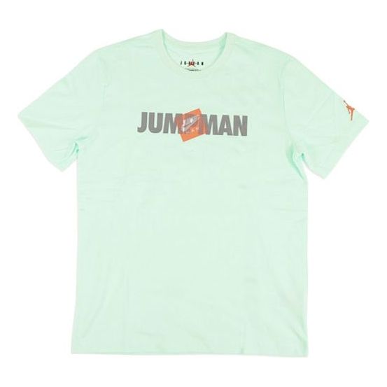 Air Jordan Jumpman Alphabet Printing Sports Round Neck Short Sleeve Light Green CV3406-394