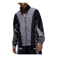 Air Jordan Colorblock Embroidered Zipper Jacket Men's Gray Black DQ8034-014