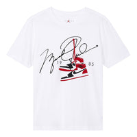 Men's Air Jordan AJ85 Signature Printing Short Sleeve White T-Shirt BQ5539-100