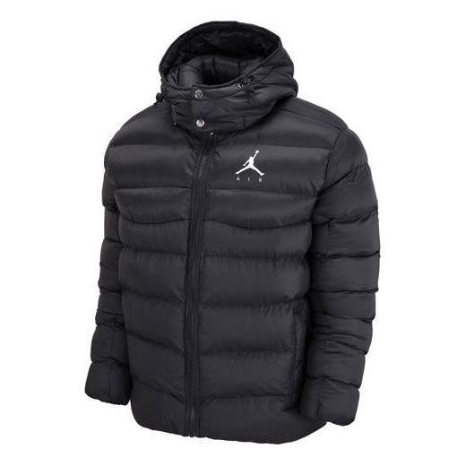 Men's Air Jordan Solid Color Zipper Hooded Padded Clothes Black DN3402-010