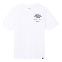 Men's Air Jordan Minimalistic Alphabet Printing Round Neck Casual Short Sleeve White T-Shirt DQ7385-100