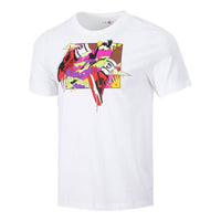 Air Jordan Running Training Casual Round Neck Cartoon Printing Short Sleeve White DO1927-100