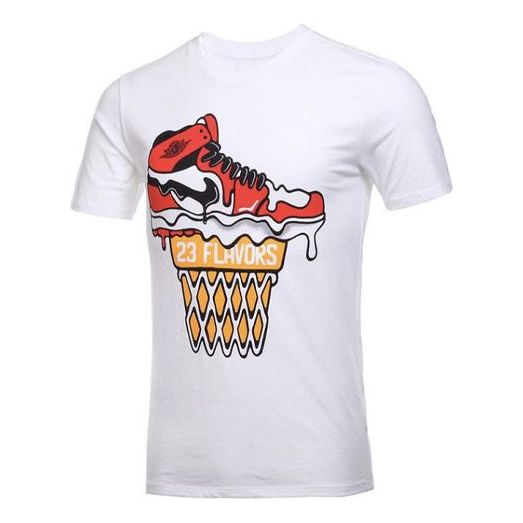 Air Jordan Cartoon Printing Sports Round Neck Short Sleeve White 789645-100