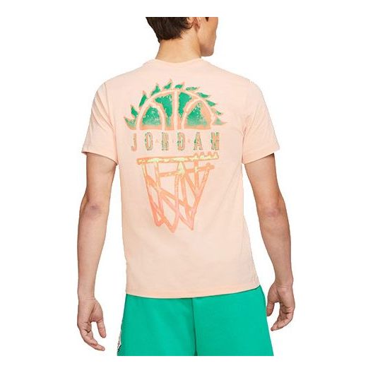 Air Jordan DNA Logo Geometry Pattern Printing Round Neck Short Sleeve Orange Pink DQ8643-800