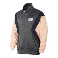 Air Jordan Flight Casual Sports Long Sleeve Stand Collar Jacket Grey/Pink AO0556-272