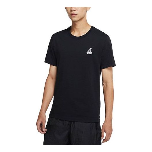 Men's Air Jordan Printing Short Sleeve Casual Embroidered Short Sleeve Black T-Shirt DH3613-010