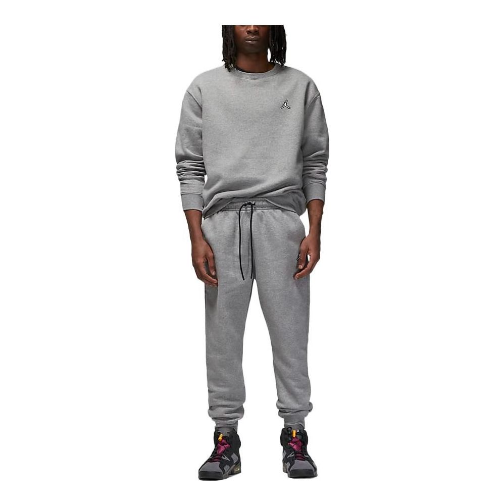 Air Jordan Solid Color Embroidered Drawstring Casual Pants/Trousers Men's Grey DQ7341-091