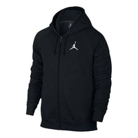 Men's Air Jordan Sports Hooded Long Sleeves Zipper Logo Jacket Black 823065-010