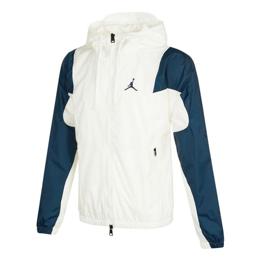 Men's Air Jordan Contrasting Colors Casual Sports Hooded Jacket Autumn White DA9833-133