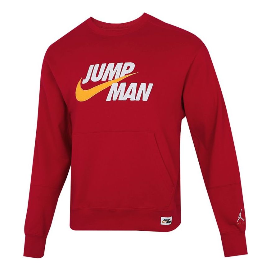 Men's Air Jordan Casual Sports Alphabet Printing Round Neck Pullover Red DA7195-677