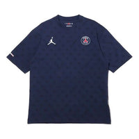 Air Jordan Paris Saint-Germain Statement Casual Sports Full Print Round Neck Short Sleeve Navy Blue DB6509-410