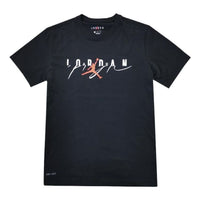 Men's Air Jordan Alphabet Printing Round Neck Short Sleeve Black T-Shirt CI0053-011