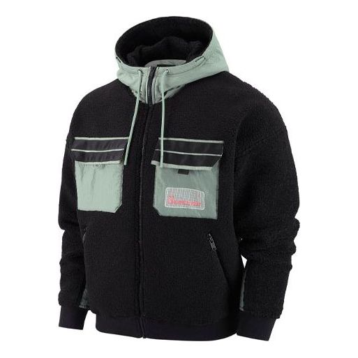 Air Jordan Splicing polar fleece Hooded Jacket Black DQ0385-010