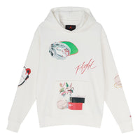 Air Jordan Alphabet Pattern Pullover Hooded Long Sleeves Hoodie Men's White DQ8044-133