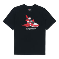 Men's Air Jordan Logo Pattern Printing Basketball Training Sports Short Sleeve Black T-Shirt DN1443-010