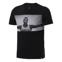 Men's Air Jordan Character Printing Round Neck Pullover Short Sleeve Black T-Shirt 862432-010