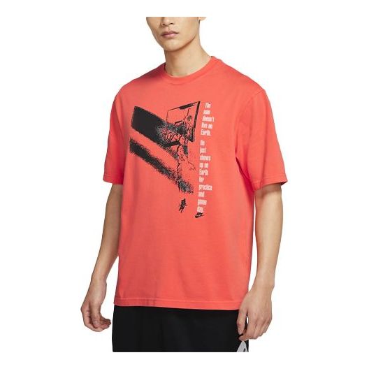 Air Jordan Flight Flying Man Printing Basketball Sports Short Sleeve Orange CV5109-884