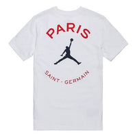 Air Jordan Paris Saint-Germain Logo Printing Sports Round Neck Short Sleeve White DB6515-100