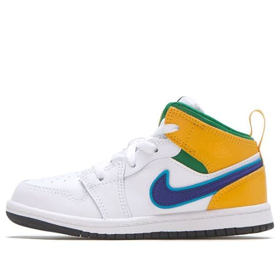 (TD) Air Jordan 1 Mid 'White Court Purple Teal' 640735-128