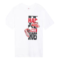 Men's Air Jordan The Shoes Printing Sports Round Neck Short Sleeve White T-Shirt DH8954-100