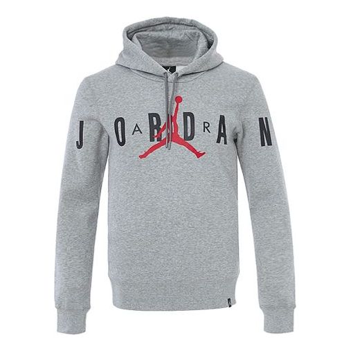 Air Jordan Knit logo Fleece Lined hooded Pullover Gray 834372-063