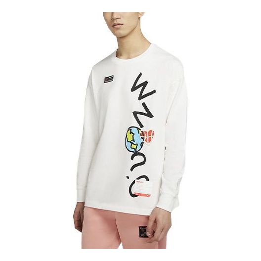 Air Jordan Alphabet Printing Round Neck Long Sleeves White CW4262-100