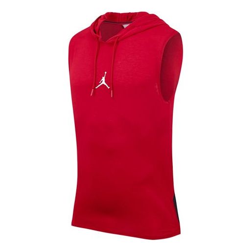 Men's Air Jordan Air Dri-Fit Back Alphabet Printing Hooded Gym Red Vest CW0373-687