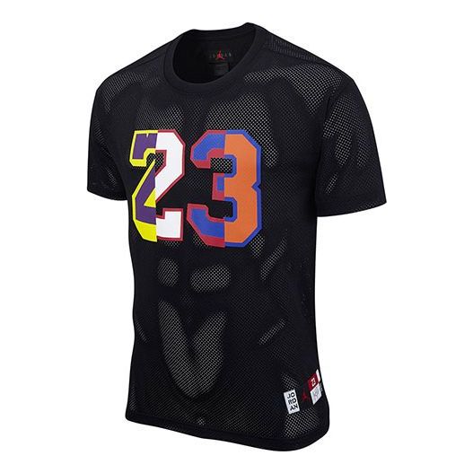 Air Jordan DNA Colorblock Numeric Printing Mesh Breathable Short Sleeve Black DJ6387-010