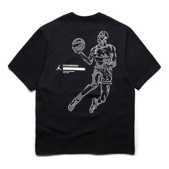 Air Jordan 23 Engineered Basketball Sports Printing Round Neck Short Sleeve Black DC9769-010
