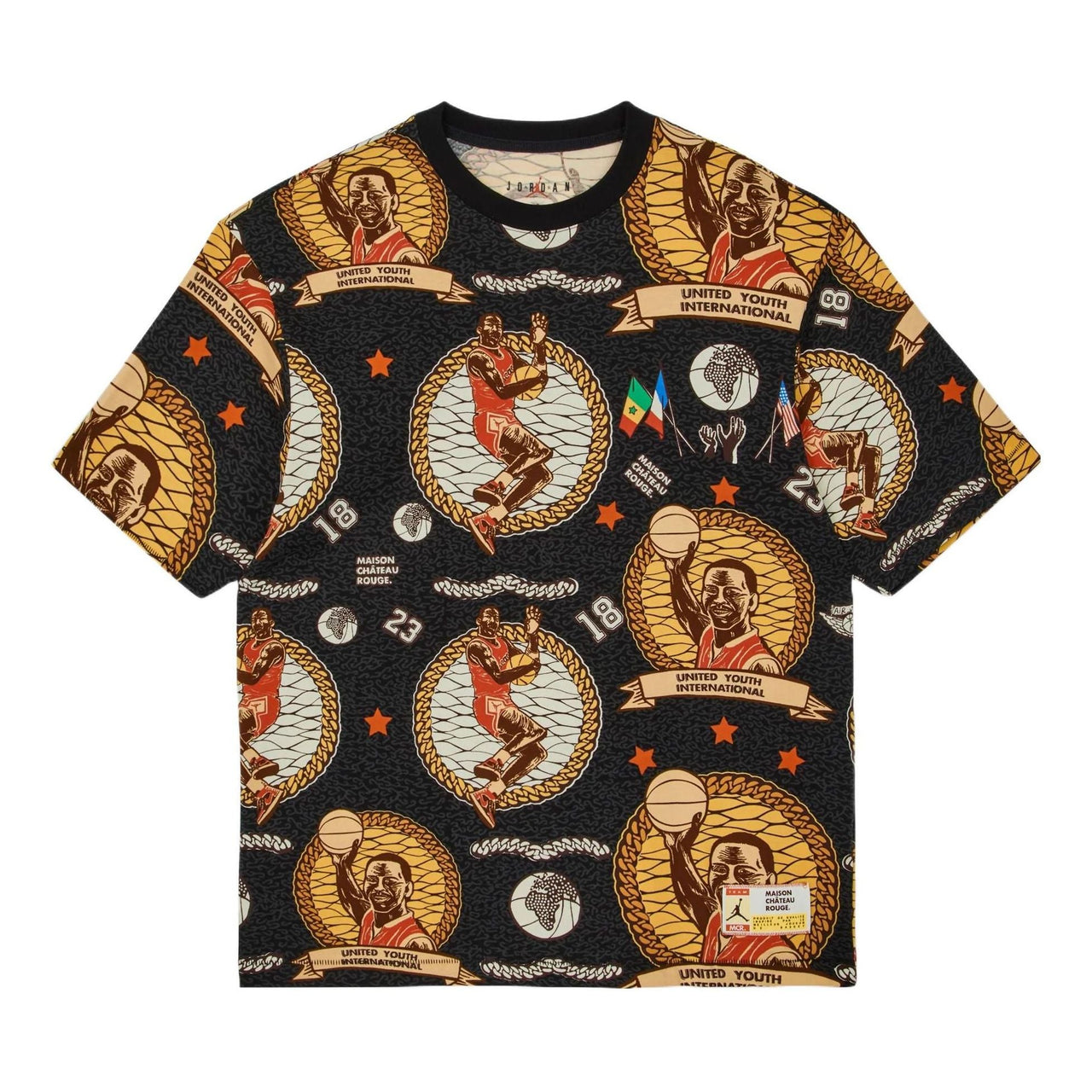 Air Jordan x Maison Chateau Rouge Crossover Pattern Full Print Short Sleeve Asia Edition Black DJ9769-010