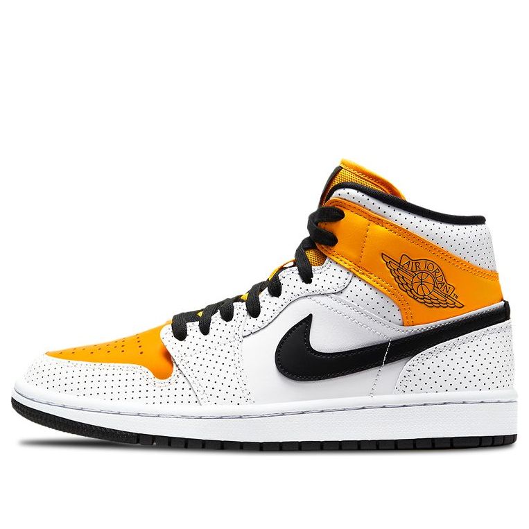 (WMNS) Air Jordan 1 Mid 'Perforated - White University Gold' BQ6472-107