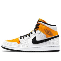 (WMNS) Air Jordan 1 Mid 'Perforated - White University Gold' BQ6472-107